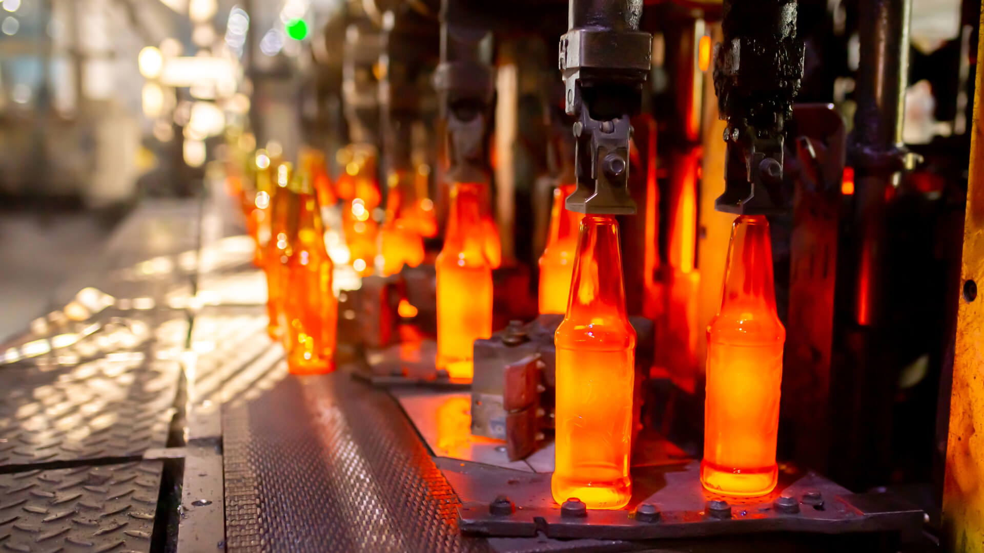 glass bottles being made