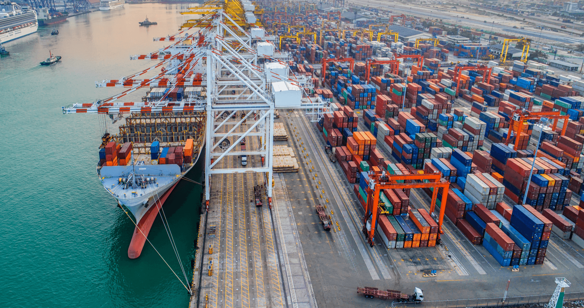 container shipping port loading a ship