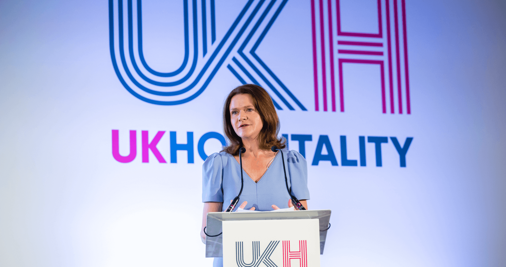Kate Nicholls chair of UK Hospitality on stage