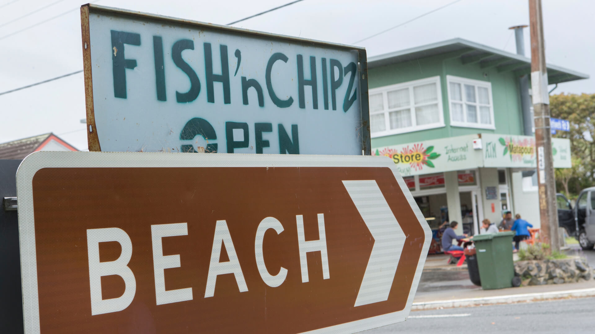 fish and chips at the beach