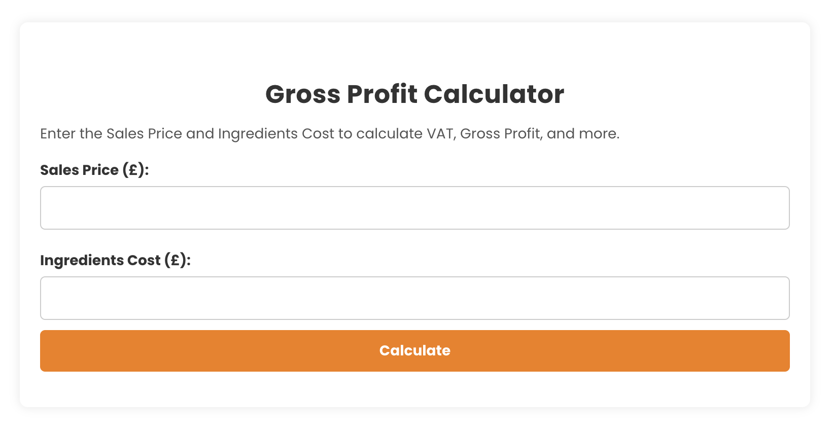 sample image of gross profit calculator