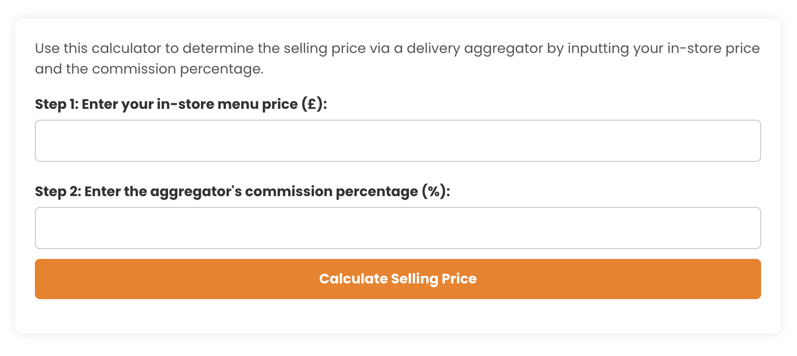 sample of delivery aggregator calculator